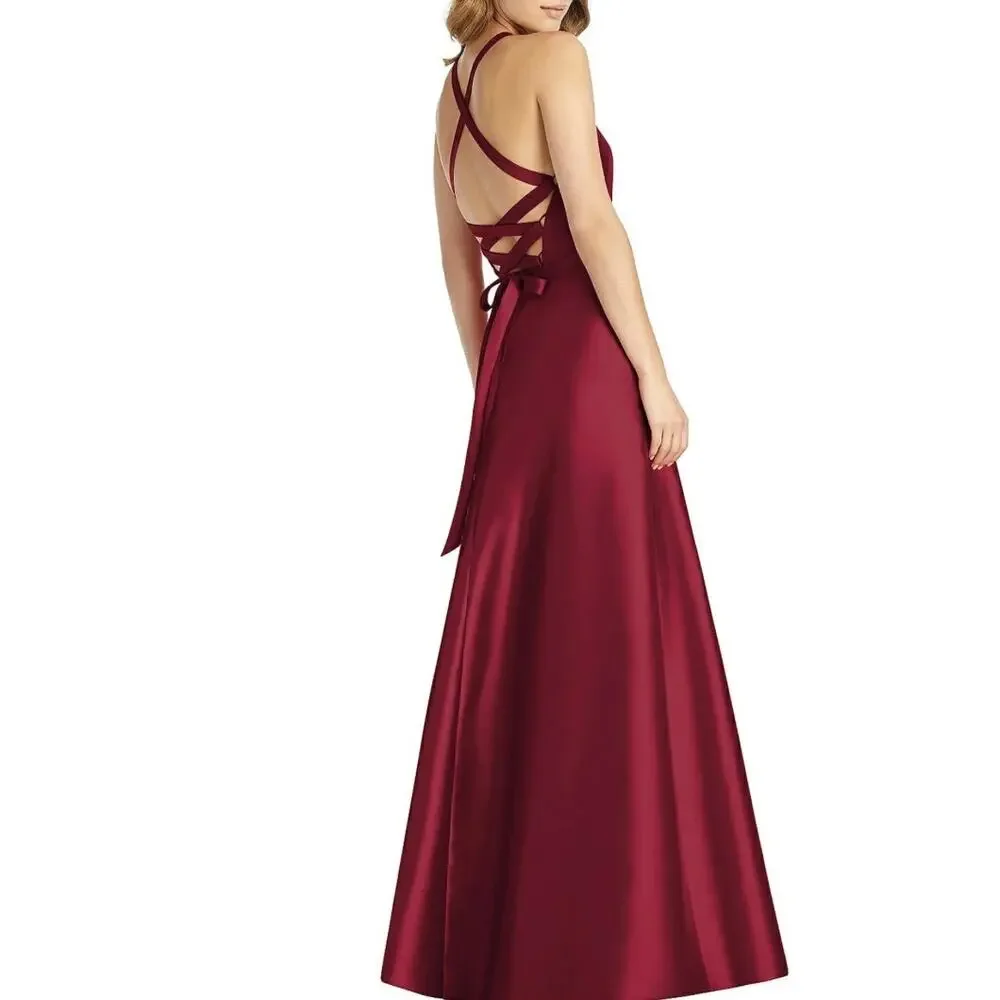 Red Dress - Alfred Sung Formal Dress, Burgundy Size 18 - Picture 2 of 14